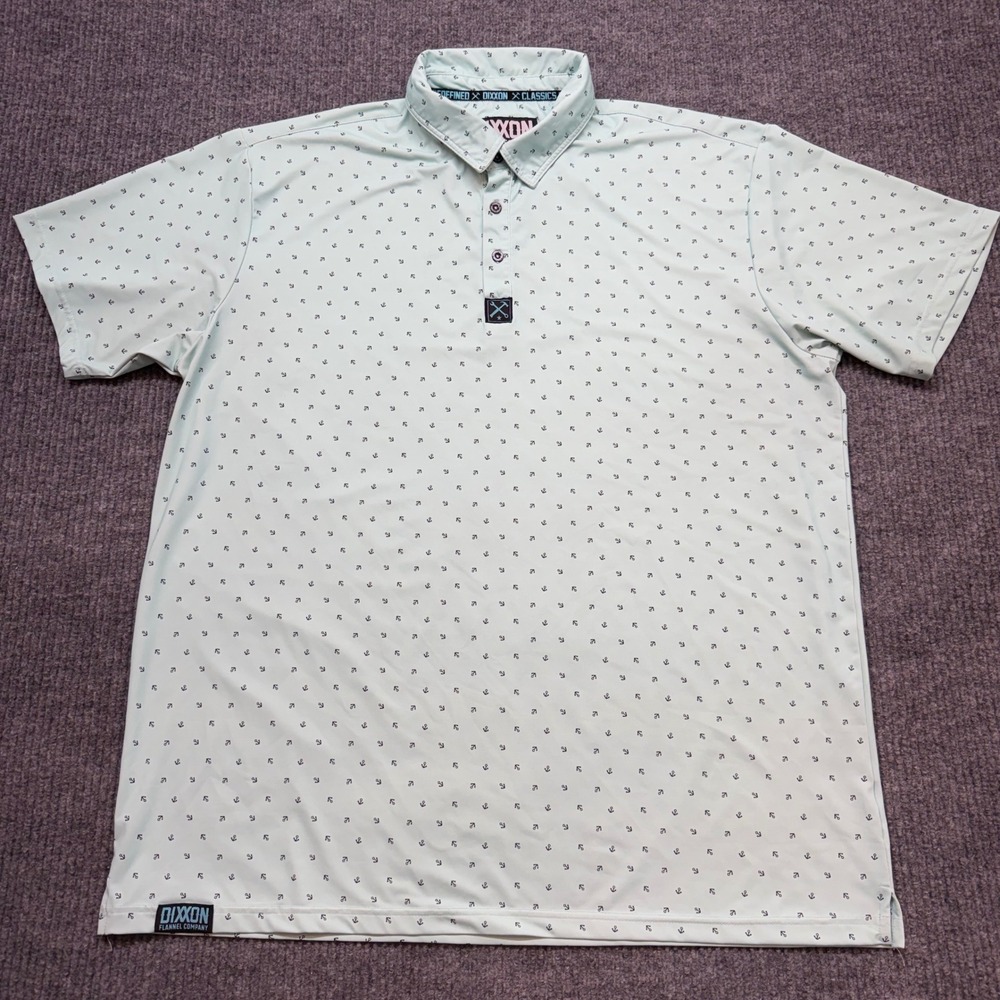 Dixxon Avery Tiffany Party Polo Mens Performance Shirt Blue Anchor Print XXL